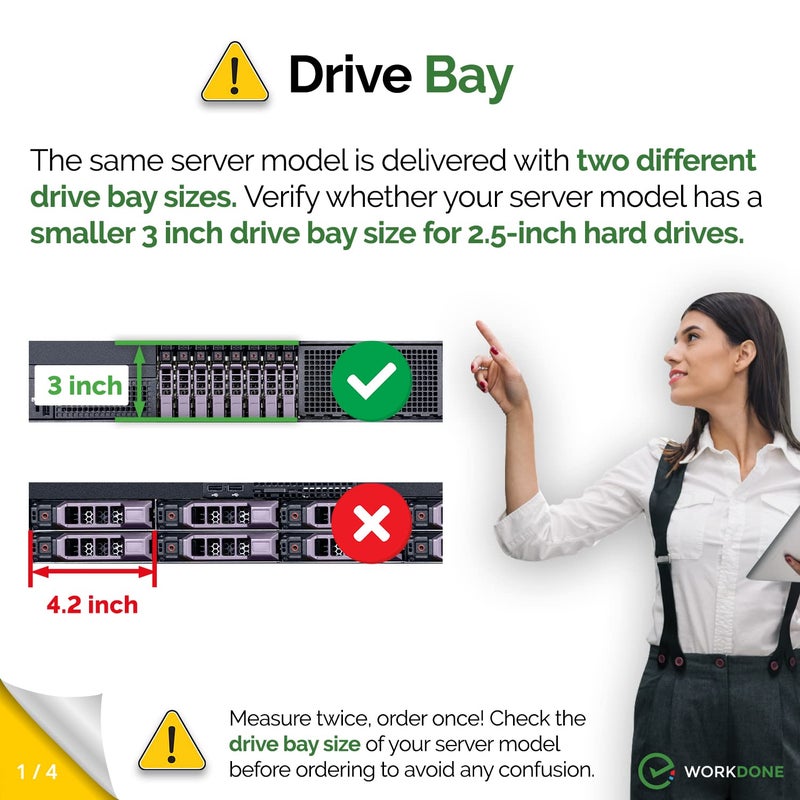 WORKDONE 2-Pack - 2.5" Hard Drive Caddy Tray G176J Compatible for Dell PowerEdge Servers - R320 R420 T420 T620 R620 R720 R720XD R820 R920 and More - Hot Plug Adapter Sled - Setup with Detailed Manual - Image 2